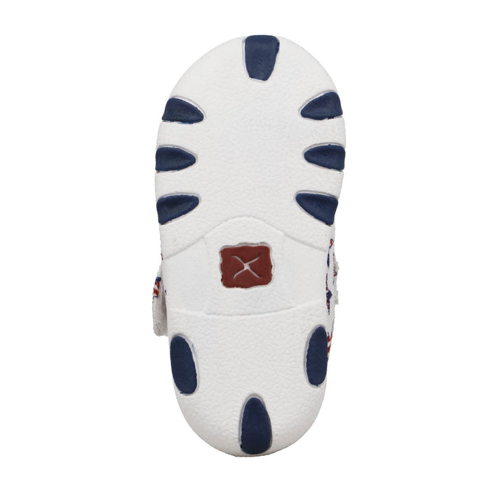 Twisted X Infant Unisex Driving Moc Red/White/Blue Fabric Slip-On Shoes