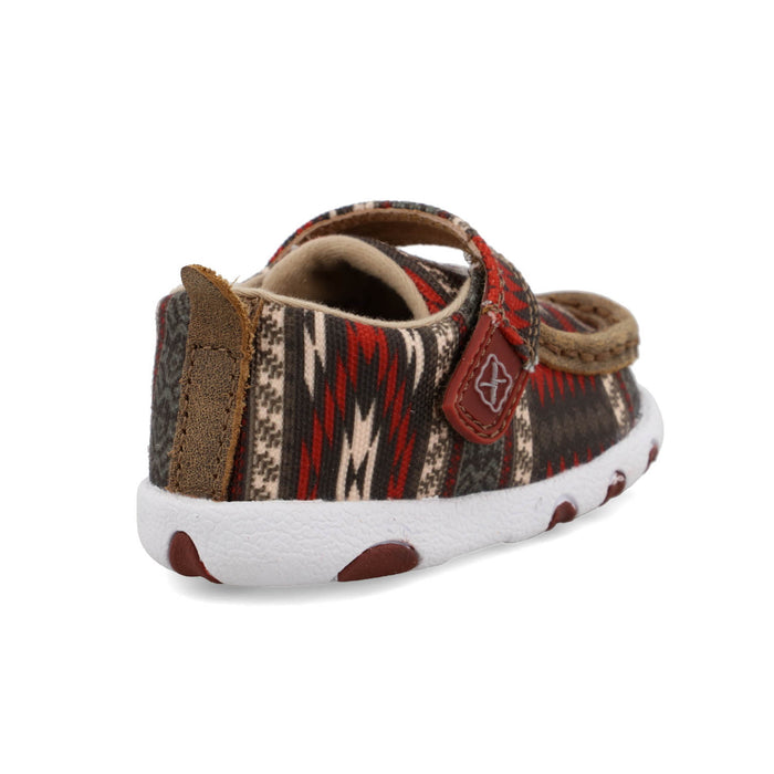 Twisted X Infant Unisex Hooey Driving Moc Aztec Red Multi Fabric Slip-On Shoes