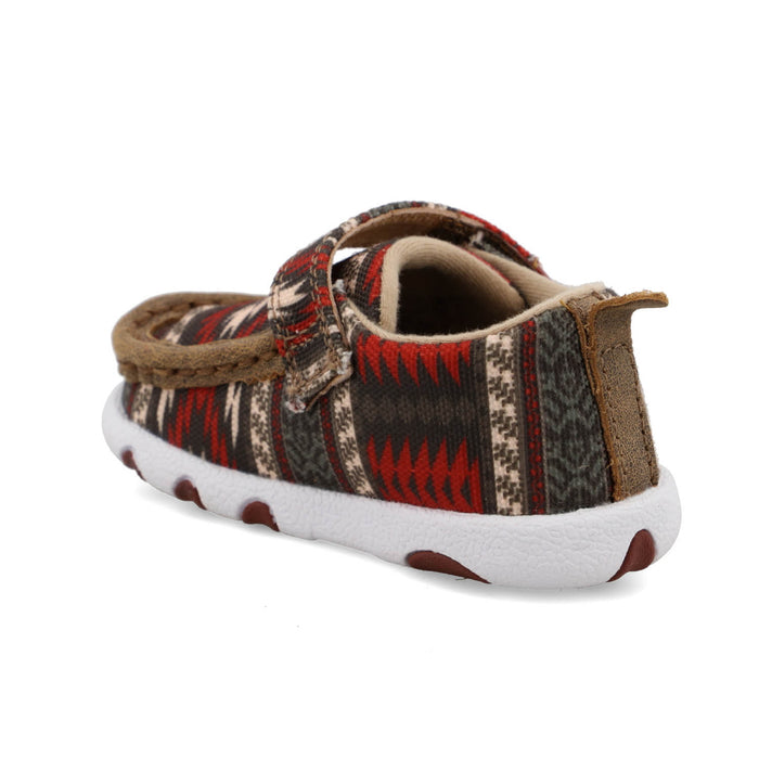 Twisted X Infant Unisex Hooey Driving Moc Aztec Red Multi Fabric Slip-On Shoes