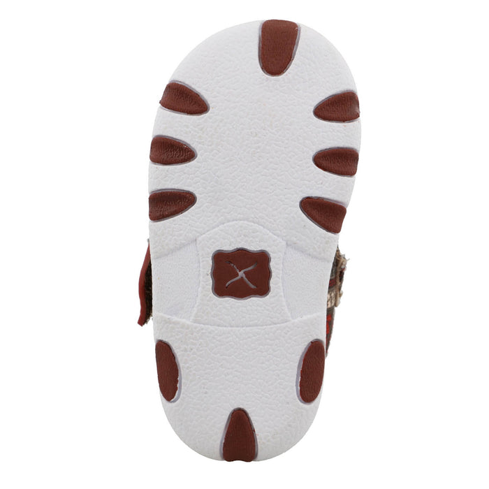 Twisted X Infant Unisex Hooey Driving Moc Aztec Red Multi Fabric Slip-On Shoes