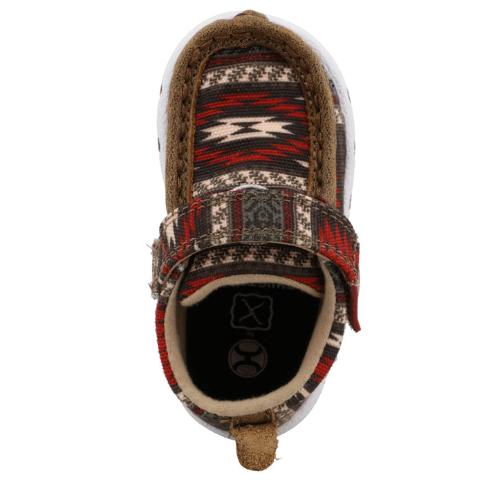 Twisted X Infant Unisex Hooey Driving Moc Aztec Red Multi Fabric Slip-On Shoes