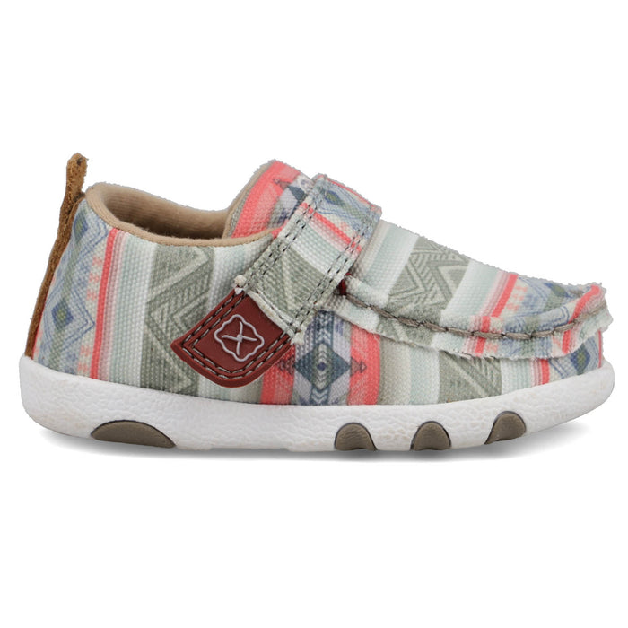 Twisted X Infant Girls Hooey Driving Moc Southwest Pink Fabric Slip-On Shoes