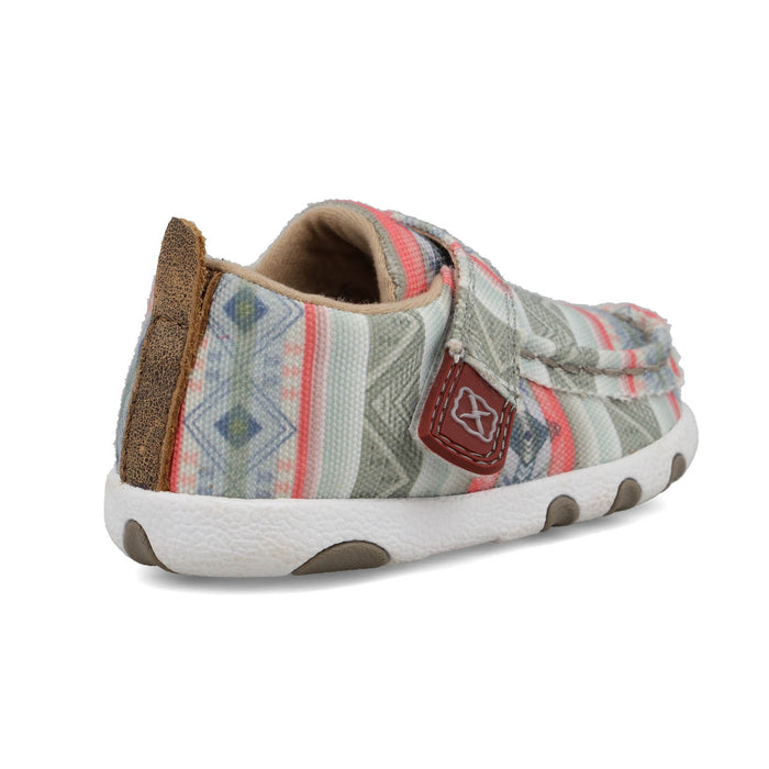 Twisted X Infant Girls Hooey Driving Moc Southwest Pink Fabric Slip-On Shoes