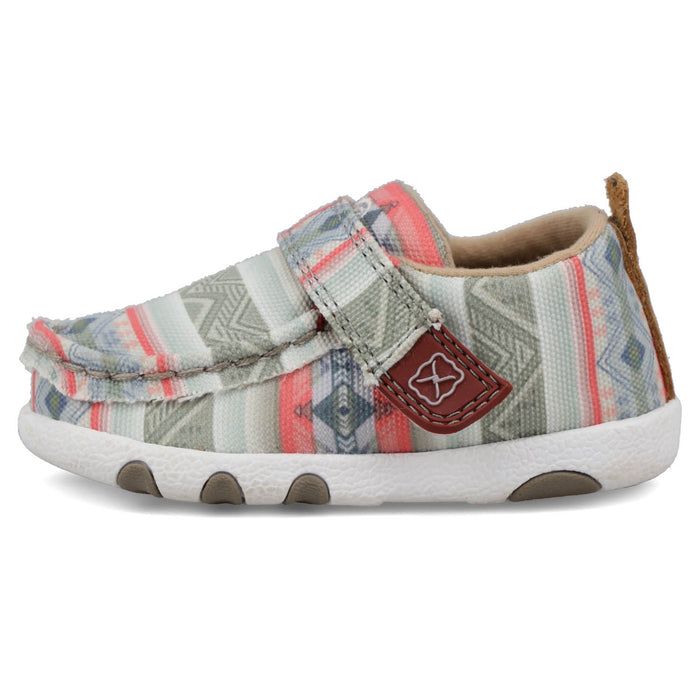 Twisted X Infant Girls Hooey Driving Moc Southwest Pink Fabric Slip-On Shoes