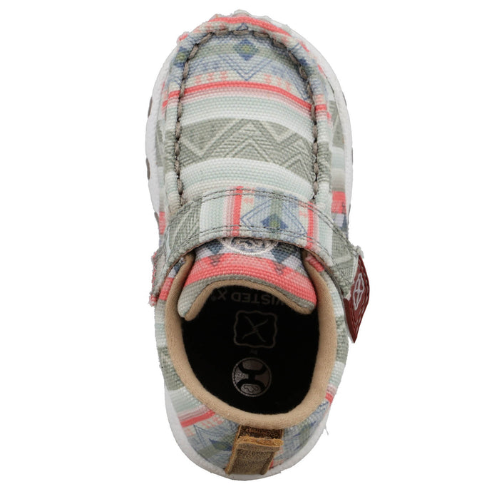 Twisted X Infant Girls Hooey Driving Moc Southwest Pink Fabric Slip-On Shoes