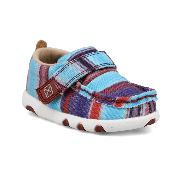 Twisted X Infant Unisex Hooey Driving Moc Serape Blue Fabric Slip-On Shoes