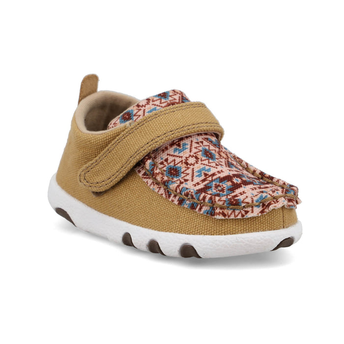 Twisted X Infant Unisex Hooey Driving Moc Aztec Beeswax Fabric Slip-On Shoes