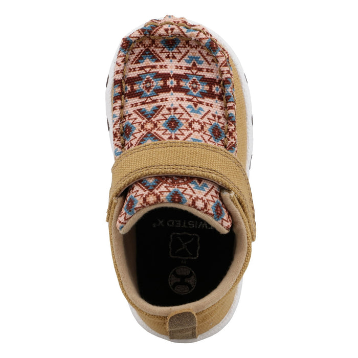 Twisted X Infant Unisex Hooey Driving Moc Aztec Beeswax Fabric Slip-On Shoes
