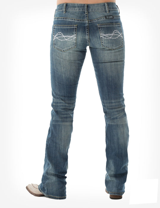 Cowgirl Tuff Womens Medium Wash Cotton Blend Jeans DFMI Bootcut