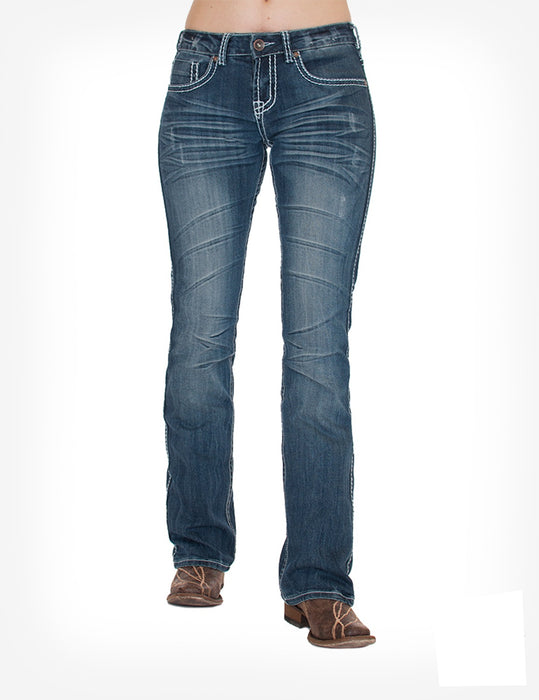 Cowgirl Tuff Womens Medium Wash Cotton Blend Jeans Edgy