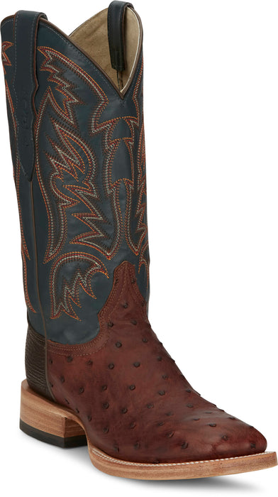 Justin Mens Doc Bar AQHA Brandy Full Quill Ostrich Cowboy Boots