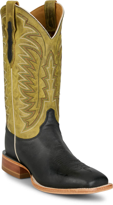 Justin Mens Burchett 13in Western Ebony Goat Leather CPX Cowboy Boots