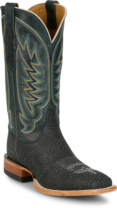Justin Mens Cowman 13in Shrunken Shoulder Black Leather CPX Cowboy Boots