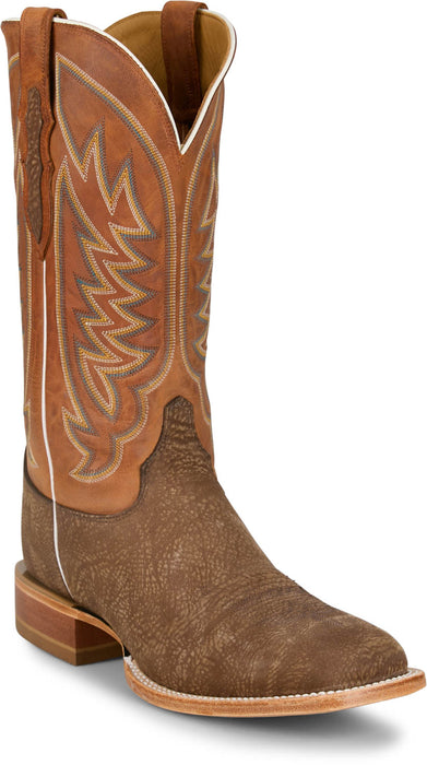 Justin Mens Cowman 13in Shrunken Shoulder Tan Leather CPX Cowboy Boots