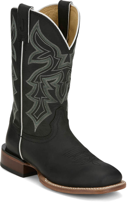 Justin Womens Miss Ellie Midnight Leather Frontier Cowboy Boots