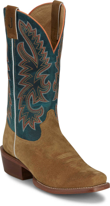 Justin Mens Jimmy 13in Western Wheat Suede Frontier Cowboy Boots