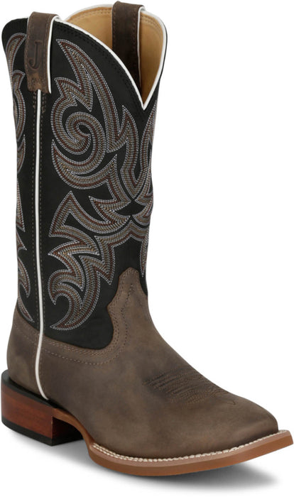 Justin Mens May Day Charcoal Cowhide Frontier Cowboy Boots