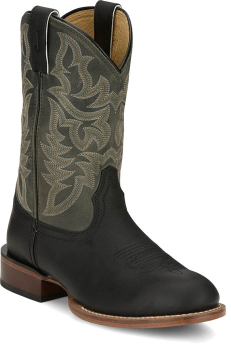 Justin Mens Disco Man 11in Western Midnight Leather Frontier Cowboy Boots