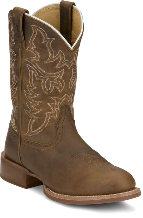Justin Mens Wild Bill 11in Western Khaki Leather Frontier Cowboy Boots