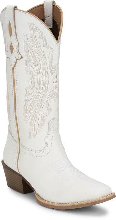 Justin Womens Rae Bright White Leather Cowboy Boots
