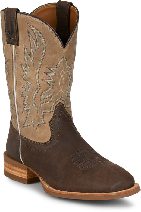 Justin Mens Rustle Grizzly Cowhide Cowboy Boots