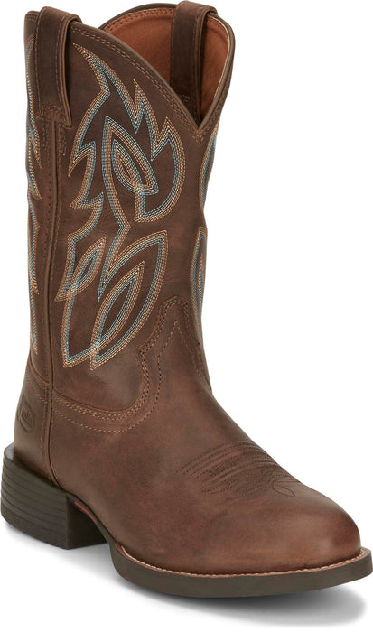 Justin Mens Rendon 11in Western Pecan Cowhide Cowboy Boots