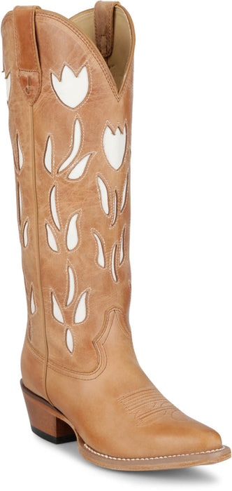 Justin Womens May 15in Western Antique Tan Cowhide Cowboy Boots