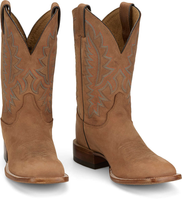 Justin Mens Rancho 11in Western Butterscotch Leather Bent Rail Cowboy Boots