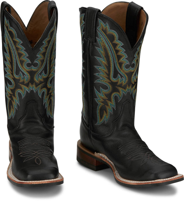 Justin Womens Shay 11in Western Black Leather Bent Rail Cowboy Boots