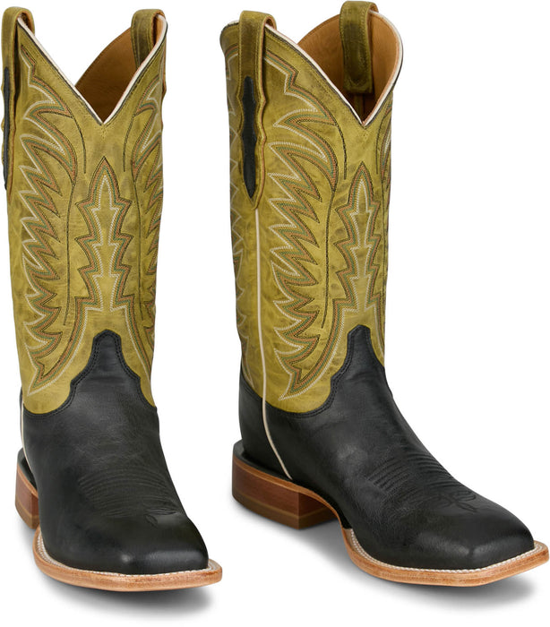 Justin Mens Burchett 13in Western Ebony Goat Leather CPX Cowboy Boots