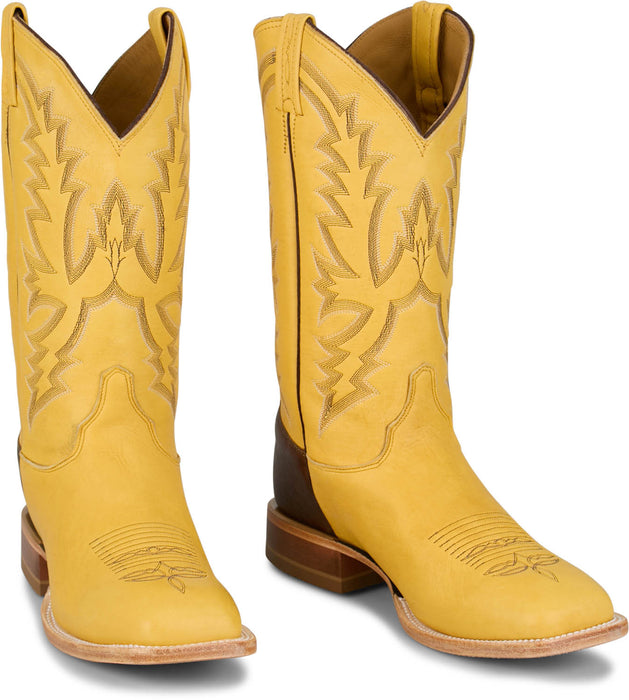 Justin Mens Boston 13in Whitetail Deer Yellow Leather CPX Cowboy Boots