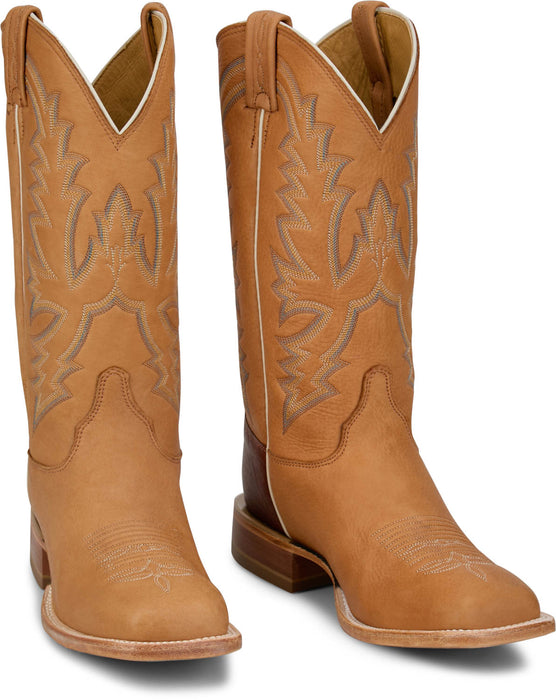 Justin Mens Boston 13in Whitetail Deer Cognac Leather CPX Cowboy Boots