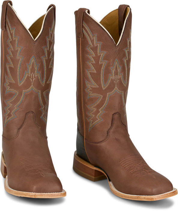 Justin Mens Boston 13in Whitetail Deer Chocolate Leather CPX Cowboy Boots