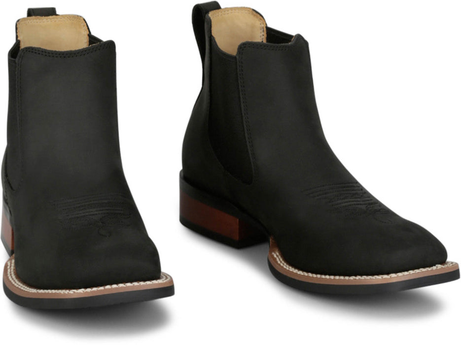Justin Mens Crazy Buck 6in Black Leather Frontier Chelsea Boots