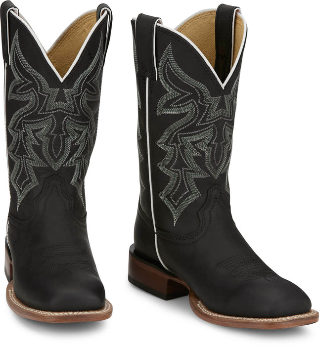Justin Womens Miss Ellie Midnight Leather Frontier Cowboy Boots
