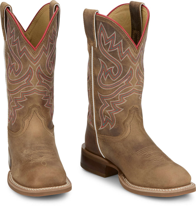 Justin Womens Little Sugar Taupe Leather Frontier Cowboy Boots