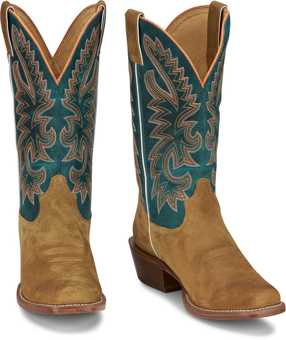 Justin Mens Jimmy 13in Western Wheat Suede Frontier Cowboy Boots
