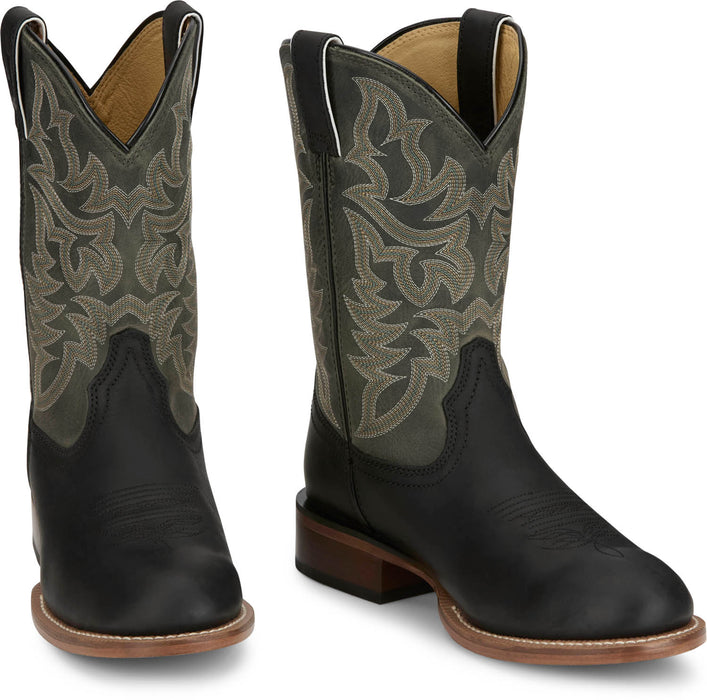 Justin Mens Disco Man 11in Western Midnight Leather Frontier Cowboy Boots