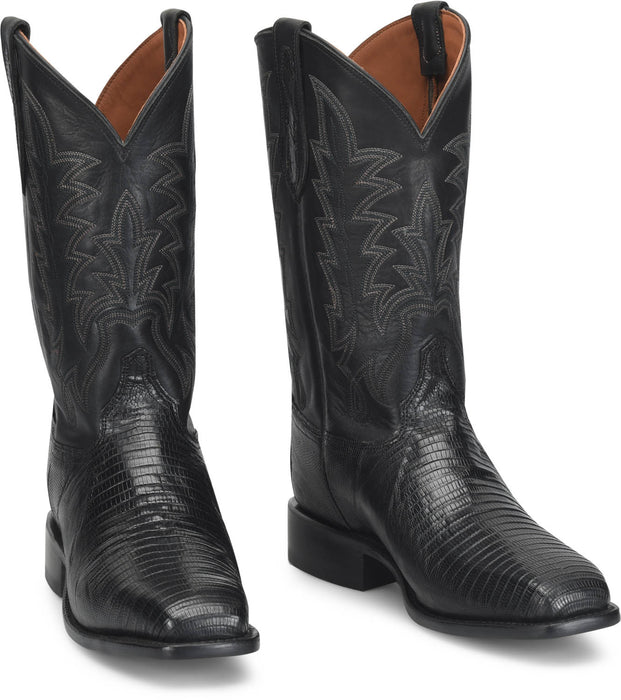 Justin Mens Reposado 12in Obsidian Lizard Skin George Strait Cowboy Boots