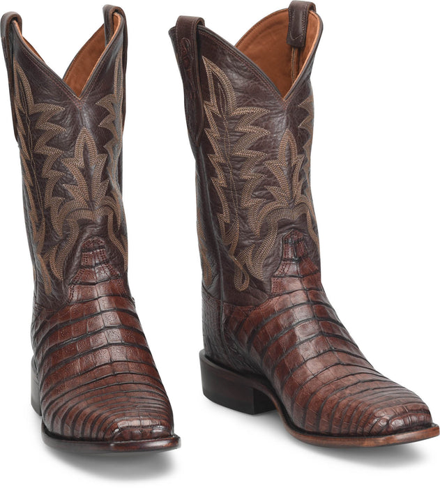 Justin Mens Panama Chocolate Caiman George Strait Cowboy Boots