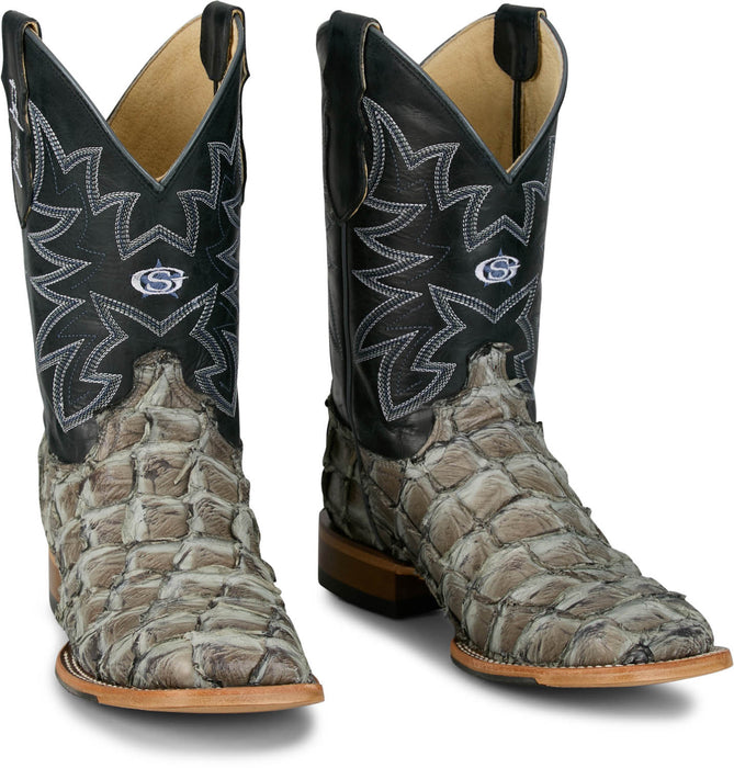 Justin Mens Ocean View 11in Slate Pirarucu George Strait Cowboy Boots