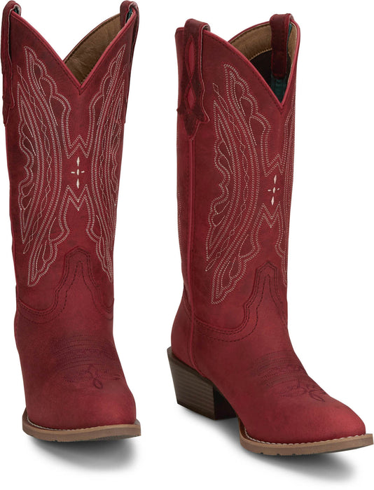 Justin Womens Renie 12in Western Classic Red Leather Cowboy Boots