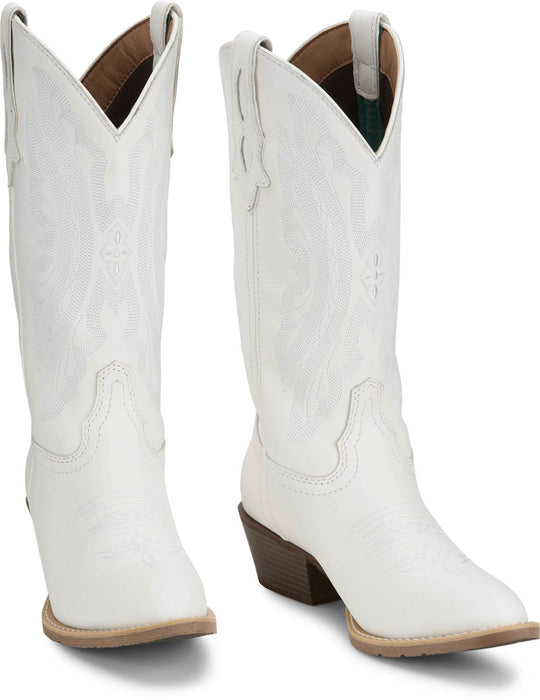 Justin Womens Renie 12in Western Bright White Leather Cowboy Boots