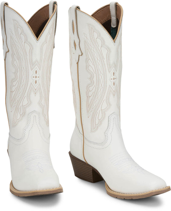Justin Womens Rae Bright White Leather Cowboy Boots