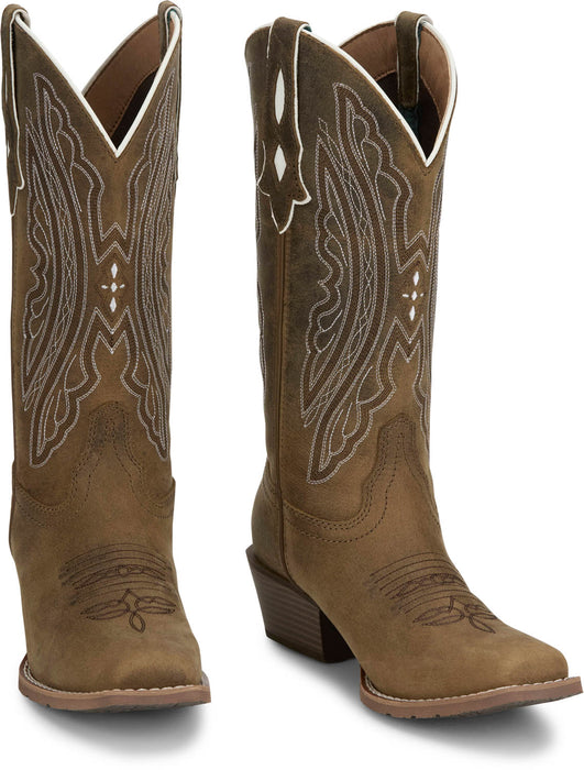 Justin Womens Rae Taupe Leather Cowboy Boots