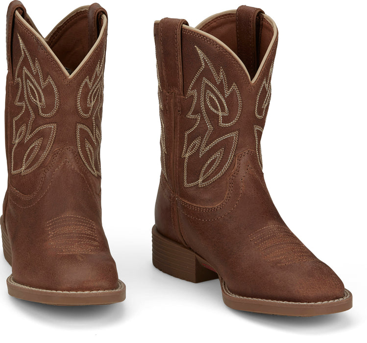 Justin Kids Unisex Canter Junior Amber Leather Cowboy Boots