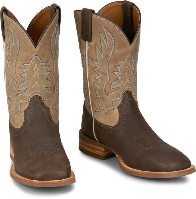 Justin Mens Rustle Grizzly Cowhide Cowboy Boots