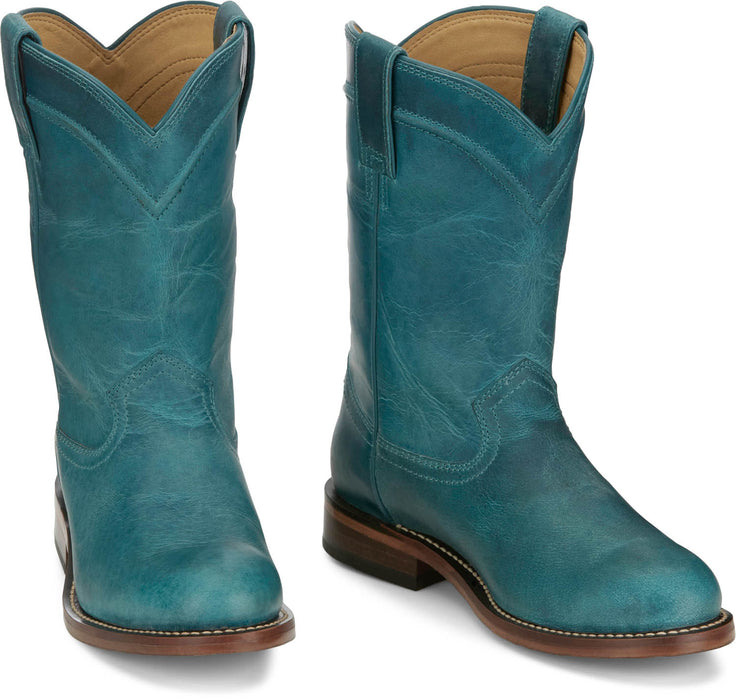Justin Womens Holland Turquoise Leather Cowboy Boots