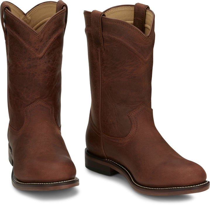 Justin Mens Braswell Brown Leather Cowboy Boots