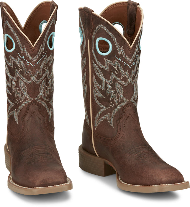 Justin Womens Liberty 11in Western Spicy Brown Leather Cowboy Boots